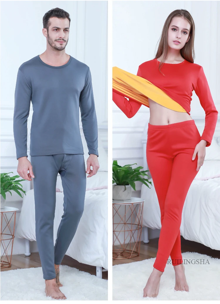 thermal pants and shirt New Men Golden Velvet Thermal Underwear Women Plus Size Velvet and Thicken Thermal Clothing for Men Long Johns Suits thermal long johns