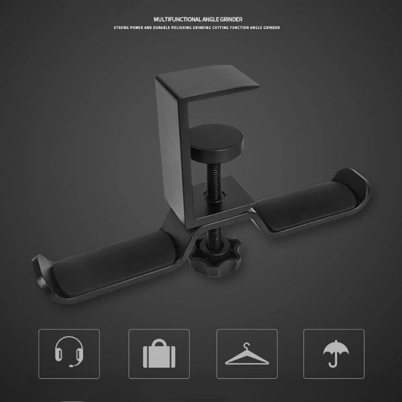 Aluminium Alloy Headphone Holder Headset Bracket Hanger Metal Wall Clamp Hook Rotatable Double Earphone Stand Desktop