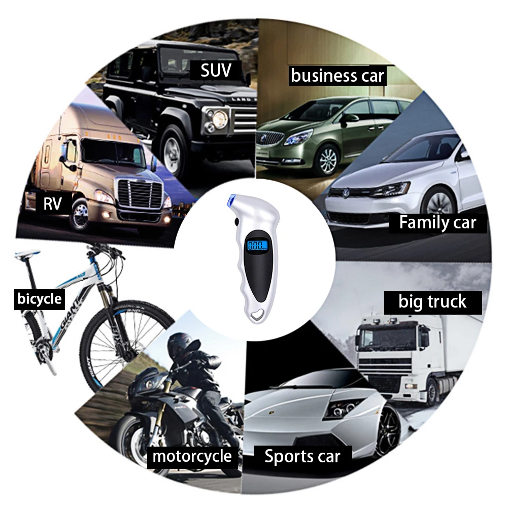 Цифровой манометр для шин 4 настройки цифровой манометр для шин с подсветкой ЖК-дисплей и нескользящая ручка для автомобиля Аксессуары для велосипеда
