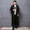 Lautaro-Long Black Leather Trench Coat for Men, Long Sleeve, Double Breasted, Plus Size, PU Leather, Men's Clothing, 6XL, 7XL 4