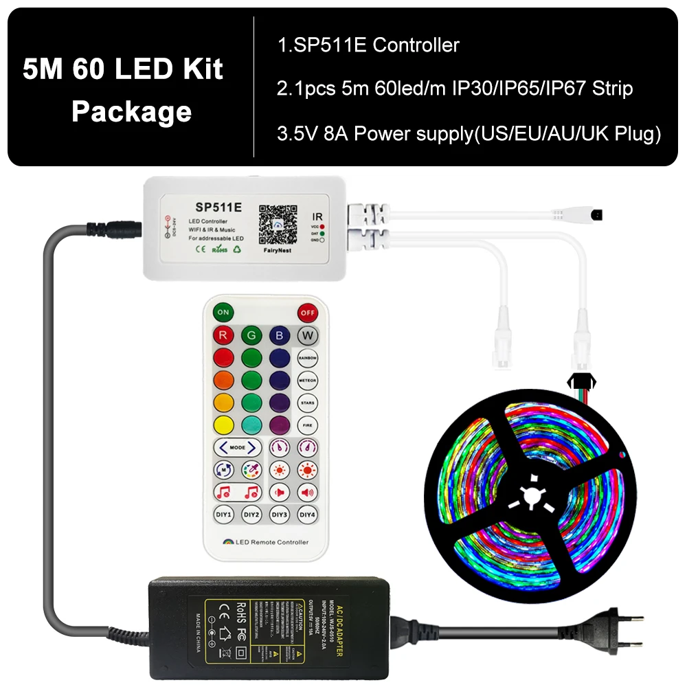 Dc5v ws2812b individuell adressierbare Streifen LED 1m 5m 30 60 144led Streifen – Detail 13