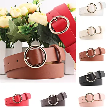 

New Round Faux Leather Belt Women's Personality Belt Round Buckle Belt cinturon mujer ceinture femme pasek damski cinto feminino