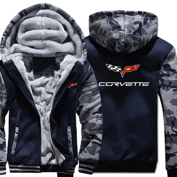 

Casual Men Cotton Warm male Chevrolet Corvette sweathshirt hoodies zipper coats Male thicken jackets