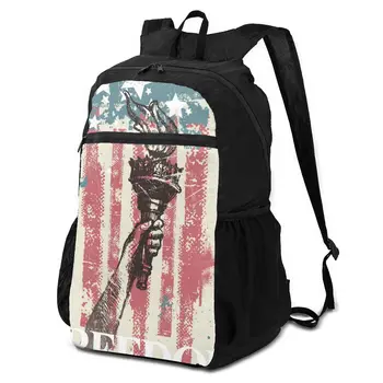 

OLN Lightweight Foldable Backpack USA Drawing Hand Of Freedom With Torch Waterproof Backpack Pack for Women Men Travel Hiking