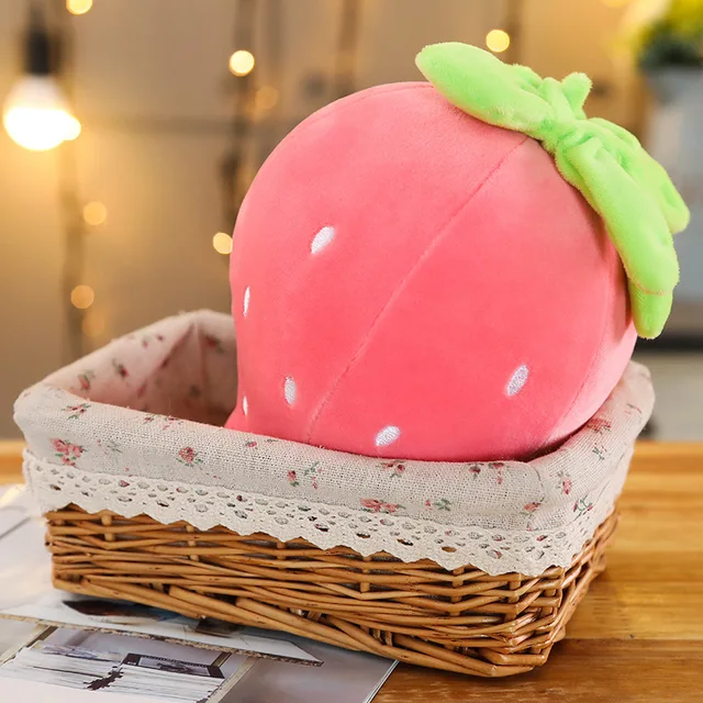 New 1pc 22cm simulation Pink Strawberry Soft Plush Food Fruit Toy Down Cotton Stuffed Strawberries Plants Plushie Decor Kid Gift 6