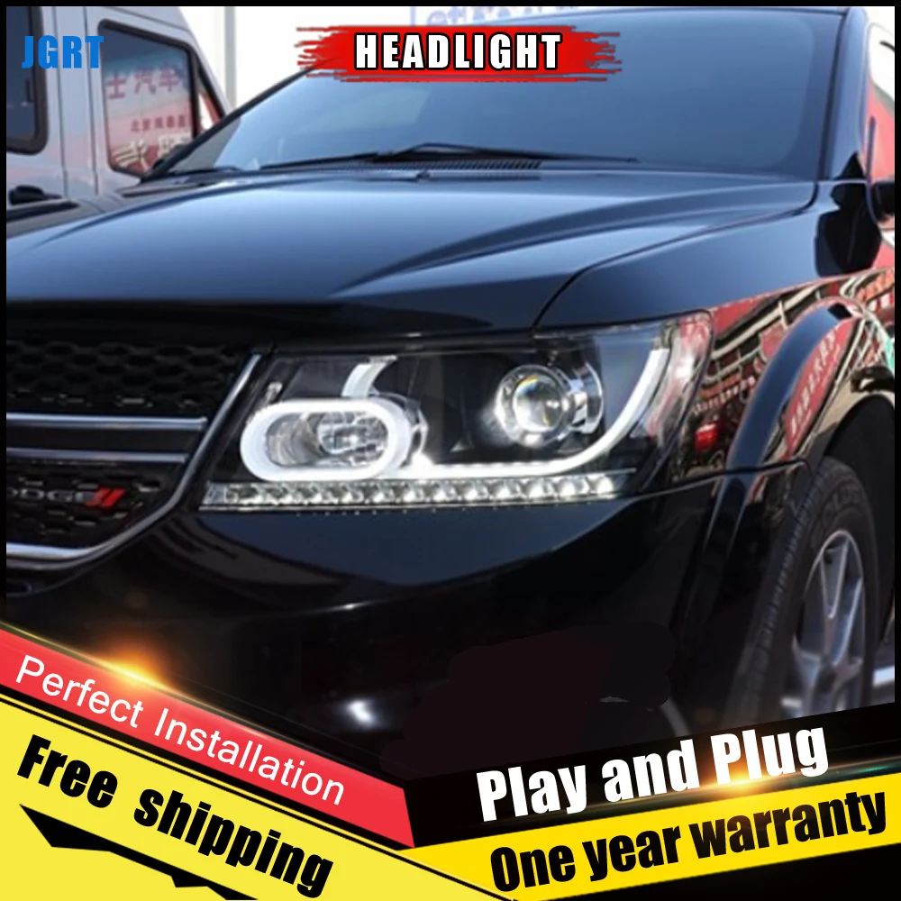 Billige Auto Stil LED scheinwerfer für Fiat Freemont 2012 2014 für Freemont kopf lampe LED DRL Objektiv Doppel Strahl H7 HID Xenon bi xenon objektiv