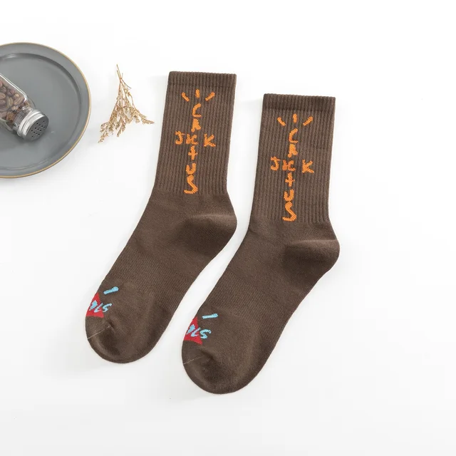 Men socks Travis Scott Skate Crew Socks Men Sport Travis Scott Cactus Jack Bandanas Socks Streetwear Hip Hop gifts for men C02