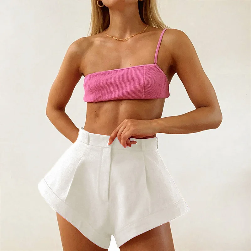 Office Lady High Waist Shorts Woman OL Women Shorts Solid Color Summer Short Trousers Black White Rose Red Capris Office Lady High Waist Shorts Woman OL Women Shorts Solid Color Summer Short Trousers Black White Rose Red Capris
