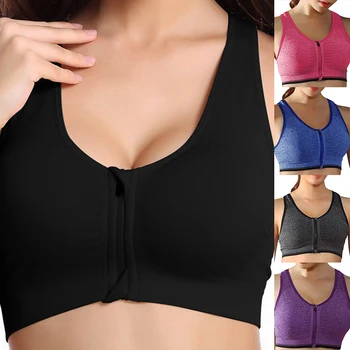 

Hot Women Zipper Push Up Sports Bras Vest Underwear Shockproof Breathable Yoga Bra Fitness Top Athletic Running Bra