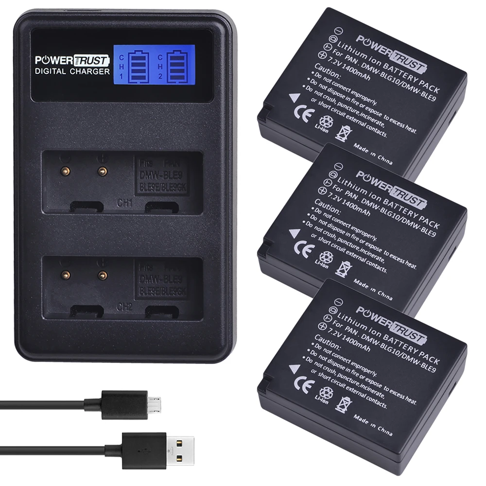 3Battery and Charger 2 шт. DMW-BLG10 DMW BLG10 DMW-BLE9 BLE9 BLE9E батарея для камеры+ ЖК USB двойное зарядное устройство для Panasonic Lumix DMC GF6 GX7 GF3 GF5 GX80 - Цвет: 3Battery and Charger
