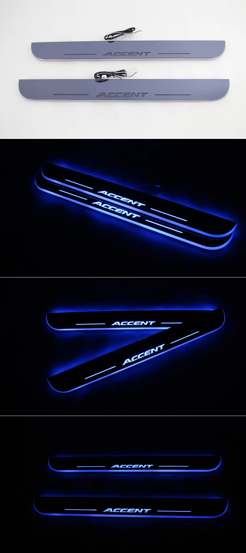 Автомобильный светодиодный дверной порог для hyundai Accent I25 ультратонкий акриловый Динамический светодиодный светильник
