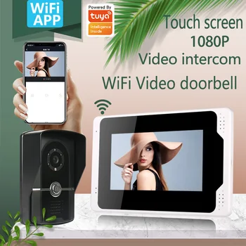 

Wired+WIFI 1080P AHD 7" Recording Monitor Video Door Phone Home Intercom Doorbell System IR Camera Phone Remote Unlock