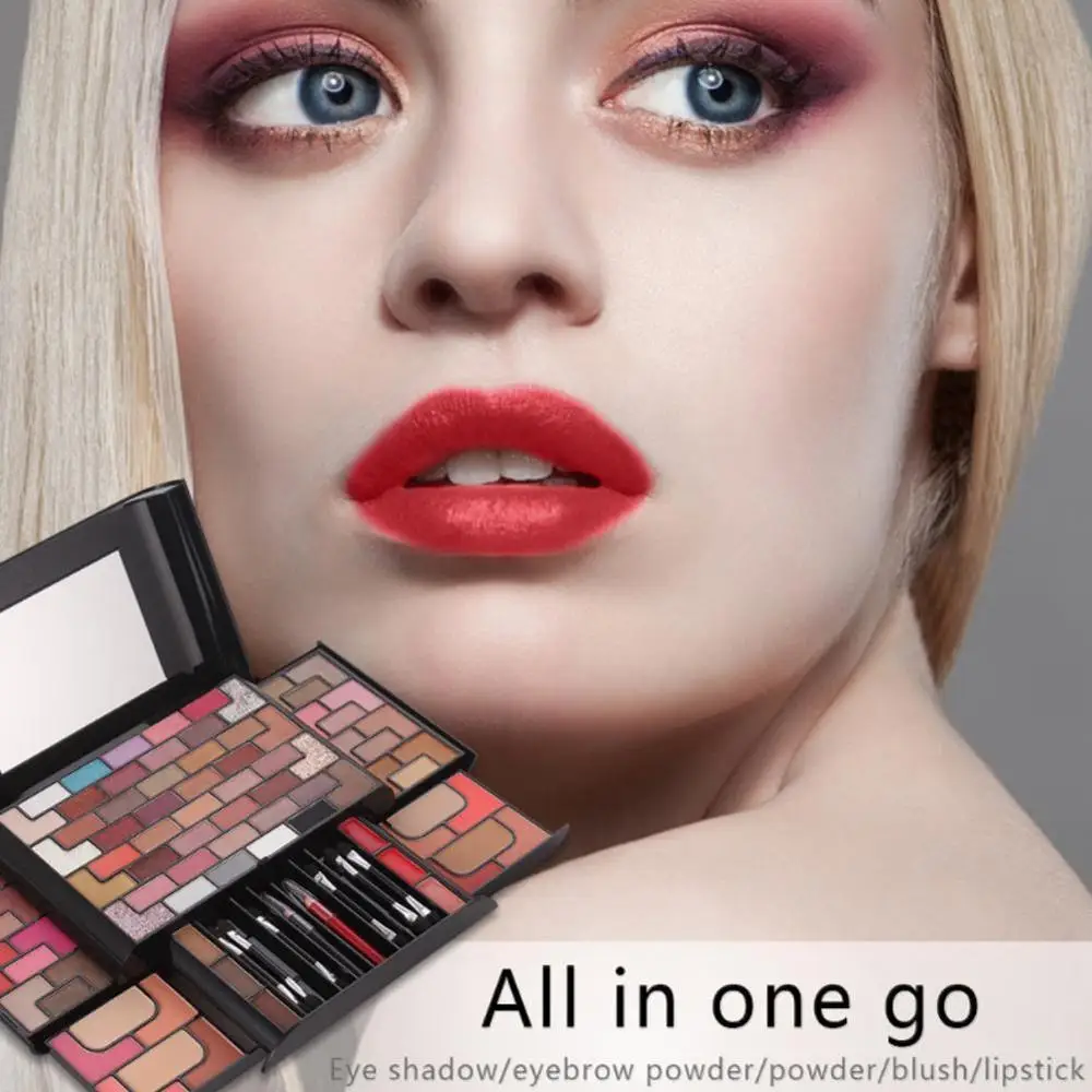 MISS ROSE, набор для макияжа, профессиональные тени, блеск для губ, палочка, Тональная основа, румяна, пудра, макияж, набор для женщин, тени