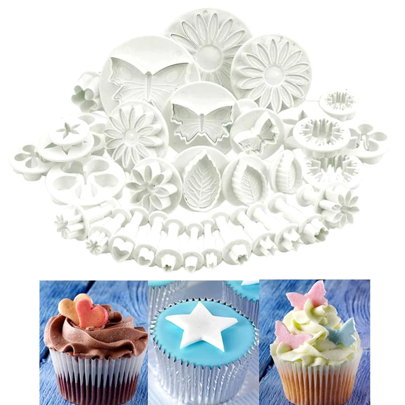 

New 33pcs/set Plastic Flower Fondant Cake Decorating Tools Sugar craft Plunger Cutter Baking Cookies Mold Kitchen tool