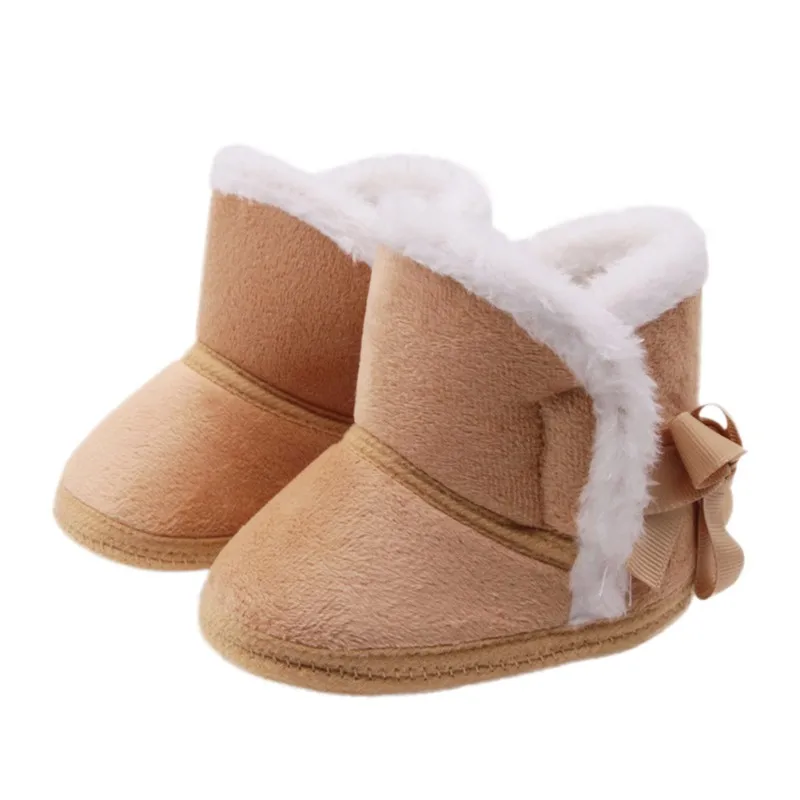 

Winter Baby Boys Girls Shoes Infants Warm Footwear Faux Fur Toddler Boot Leather Soft Soled Non-slip Footwear First Walker