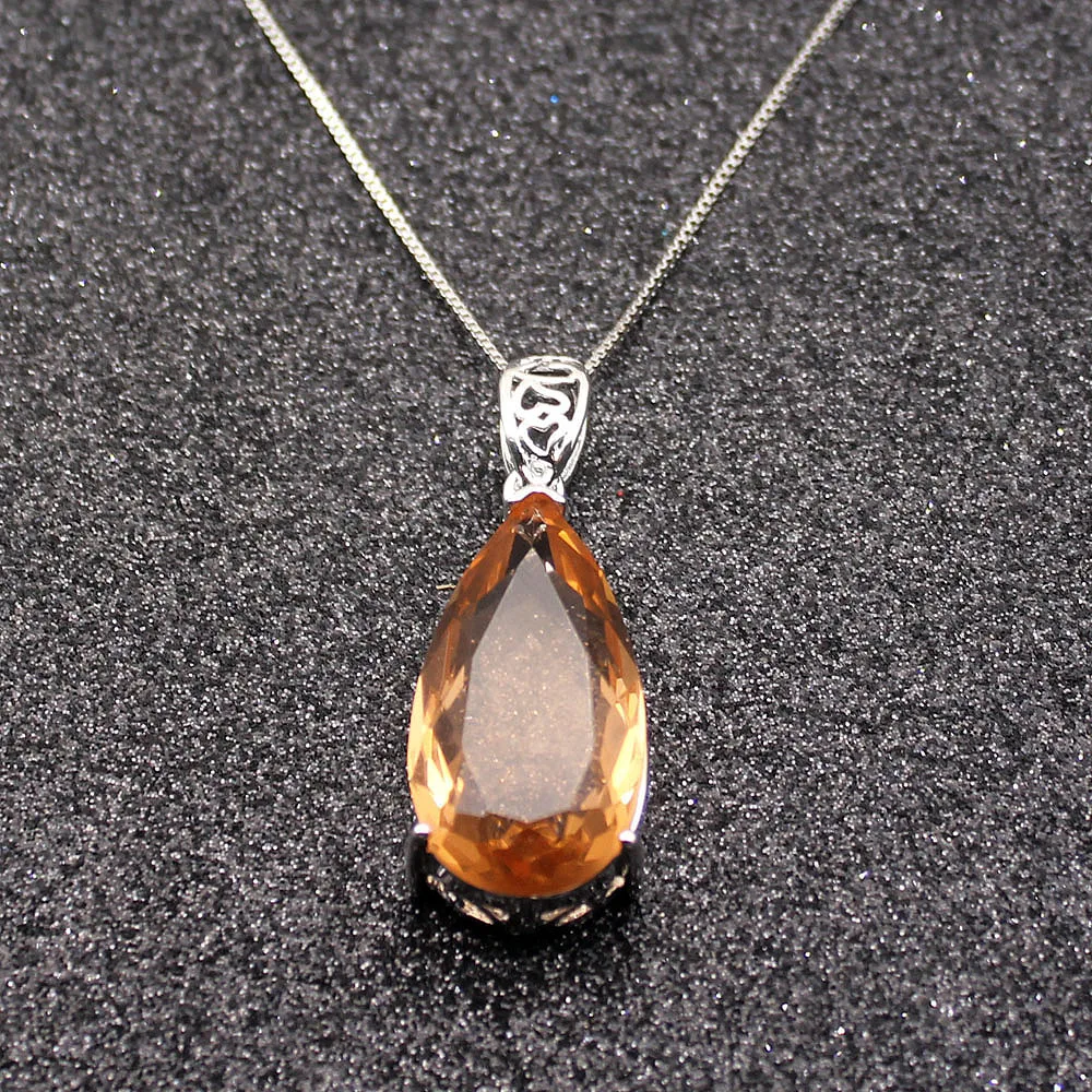Hermosa КАПЛЕВИДНАЯ цепочка с натуральным HoneyTopaz серебряного цвета для женщин