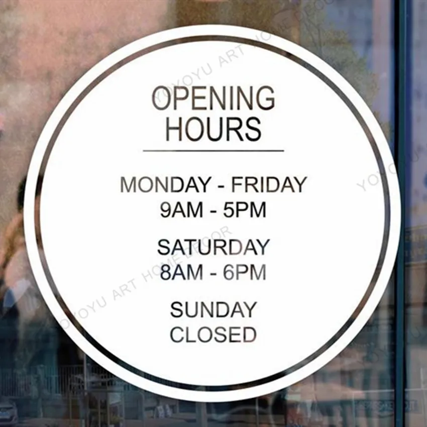 

Opening Hours Sign Design Wallpaper Murals opening hours For store decal store hours business shop wall widow sticker rb239