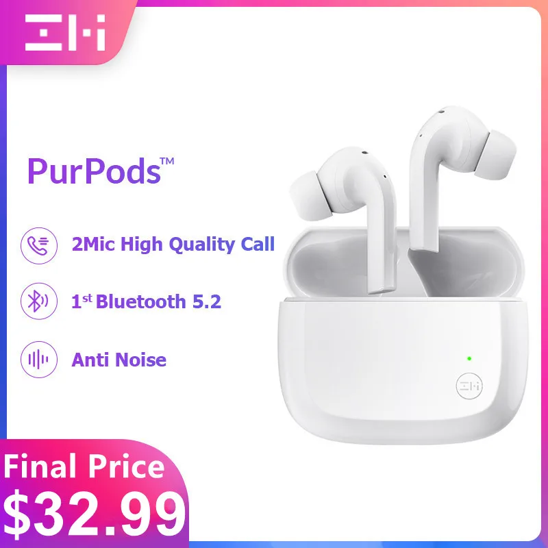 Оригинальные беспроводные наушники ZMI PurPods первая в мире Bluetooth 5 2 TWS с микрофонами