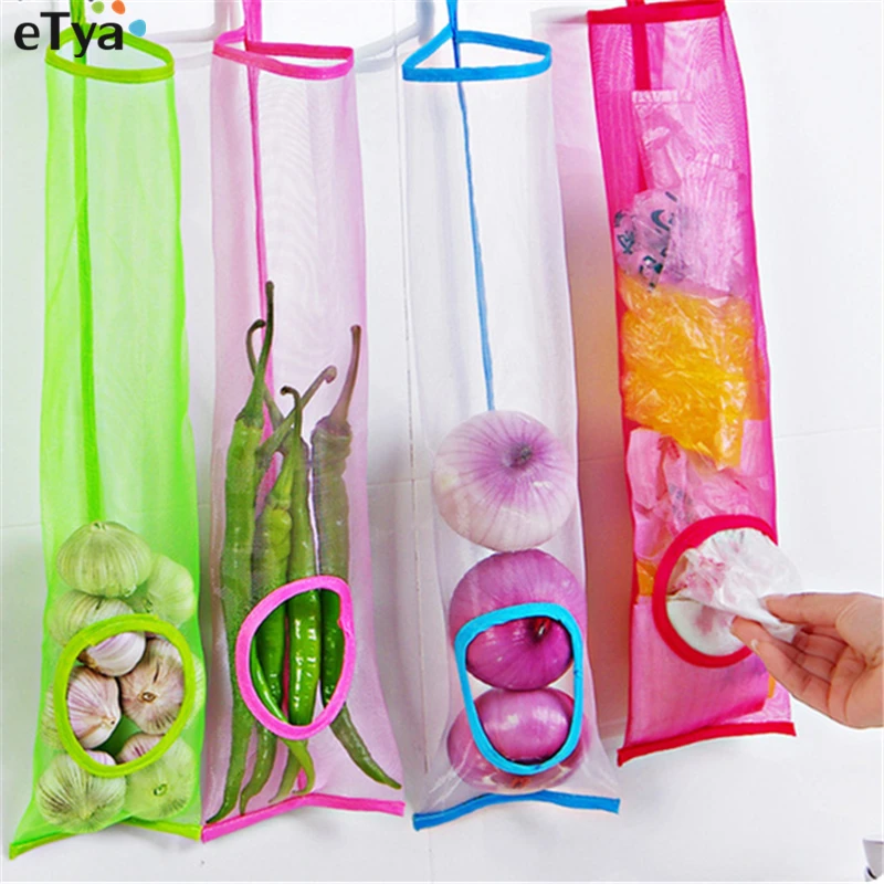 1PCS Kitchen Garbage Trash Storage Bag Vegetable Mesh Fruit Ginger Organizer Container Food Saver | Дом и сад