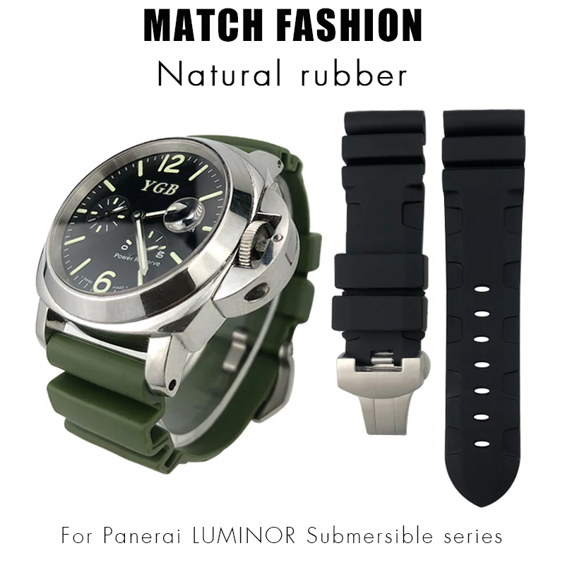 

Rubber Watchband 22mm 24mm 26mm Silicone Watch Strap Fit for Panerai Submersible Luminor PAM Green Blue Waterproof Bracelet Tool