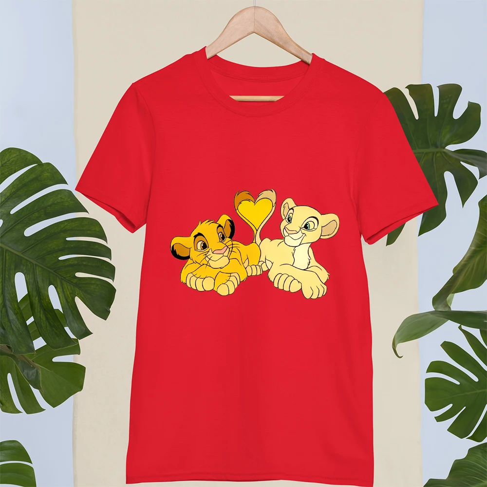 Kawaii Simba and Nala Lion King Print T shirts Female Clothing Casual Loose Unisex Tshirts Harajuku Tee Summer Women T-shirt custom t shirts Tees