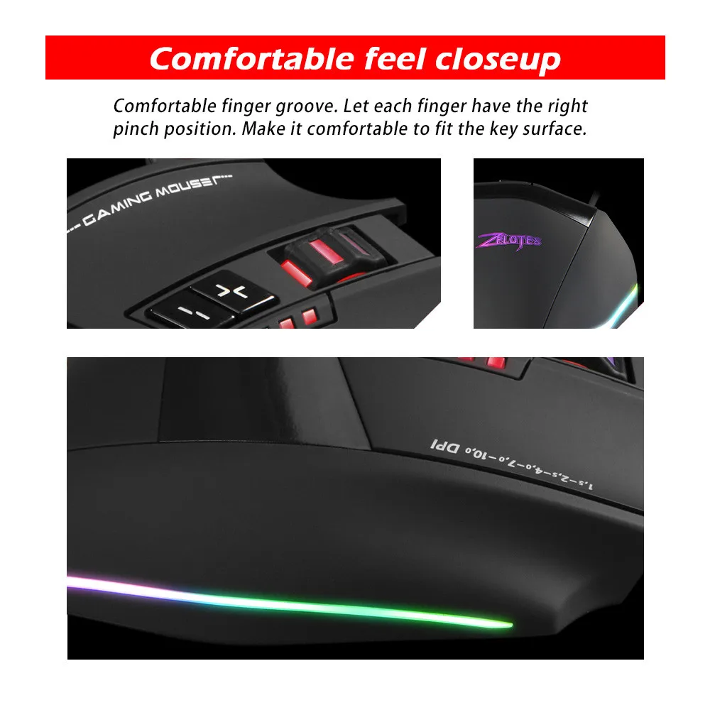 Новое поступление Zelotes C13 игровая мышь 7000 dpi 13 программируемых кнопок RGB светодиодный светильник мыши для планшетных ПК аксессуары ноутбук