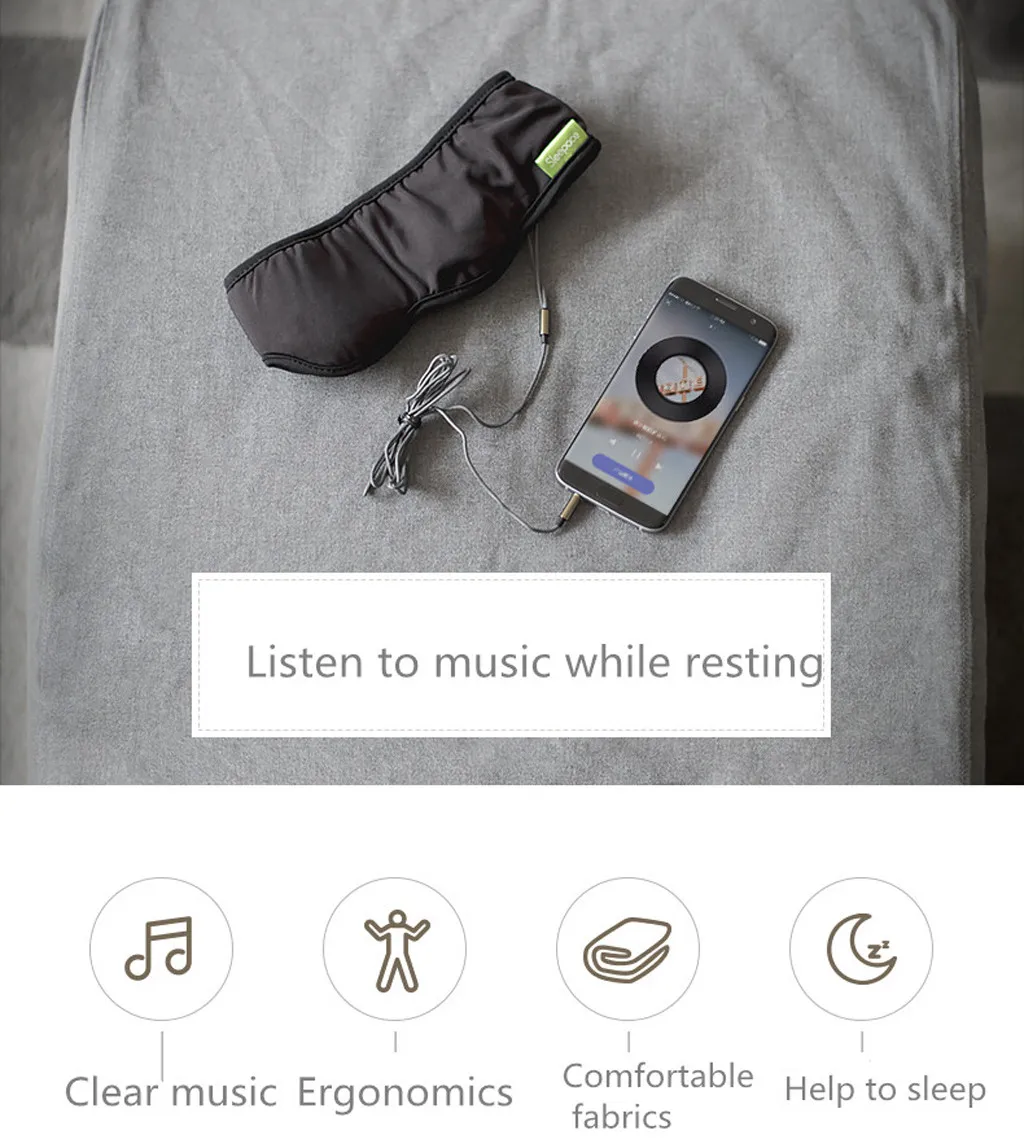 Sleepace маска для сна Наушники для сна МУЗЫКА шумоподавление путешествия повязка для сна Мягкие Наушники Поддержка музыки