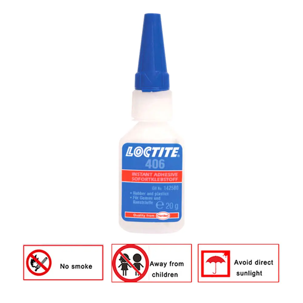 

Super Glue Adhesive 20ml Repairing Tool Cars Self-Adhesive 406 Instant Surface Loctite 406 Plastic Fast Home Office Supply