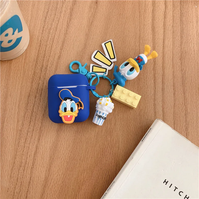 Donald Duck Милый мультфильм прекрасный Минни Микки Маус Дейзи Дональд подвеска с форме утки украшения наушники чехол для Apple Airpods 1/2 - Цвет: Donald Duck