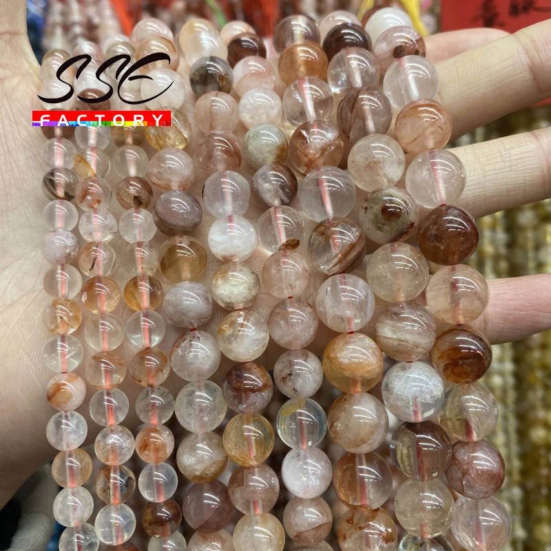 AAAAA Natural Red Rutilated Quartz Beads Round Beads For Jewelry Making DIY Charms Bracelet Necklace Accessories 6 8 10mm 15''