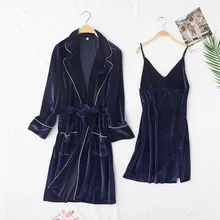 Twinset Robe Set Velvet Lady Sleepwear Kimono Gown Sexy V-Neck Mini Lady Nightgown Nightwear Elegant Women Casual Soft Homewear