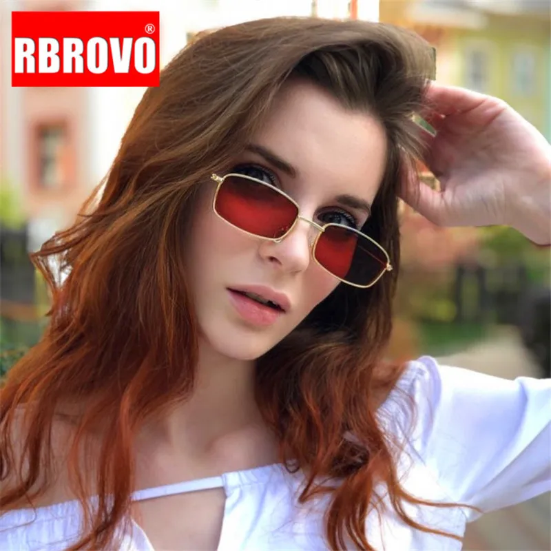 

RBROVO Rectangle Retro Sunglasses Women Brand Luxury Glasses for Women/Men Vintage Sunglasses Women Small Oculos De Sol Feminino