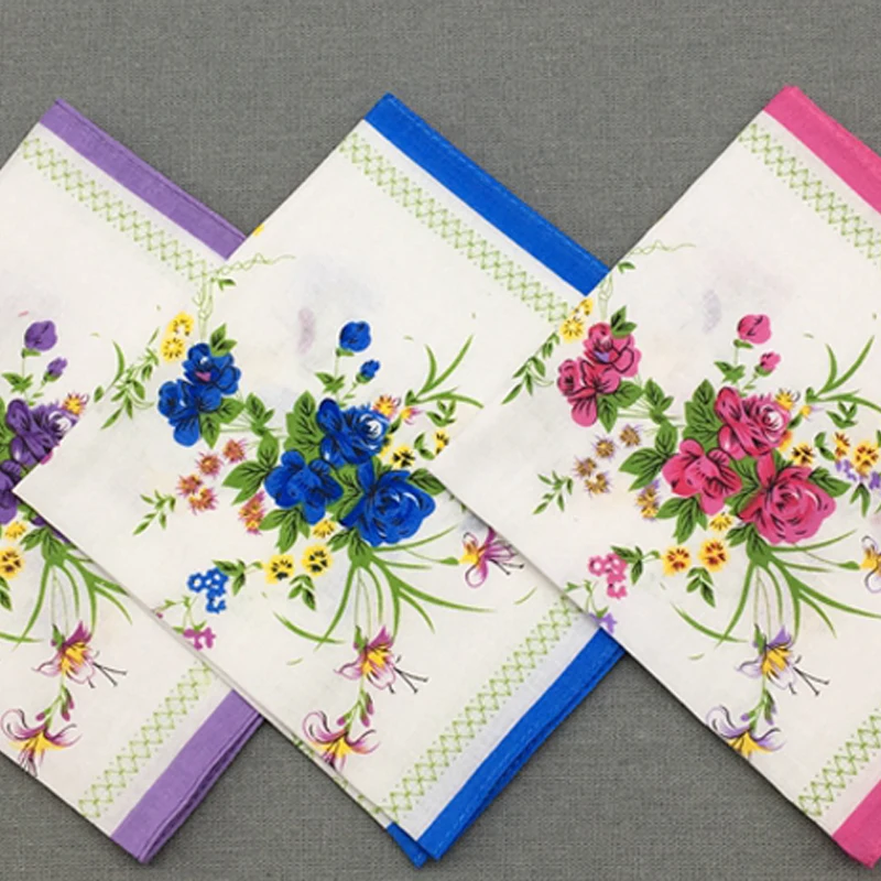  Set 12Pcs Floral pattern handkerchiefs Cotton blended fabric for Child Female clothing