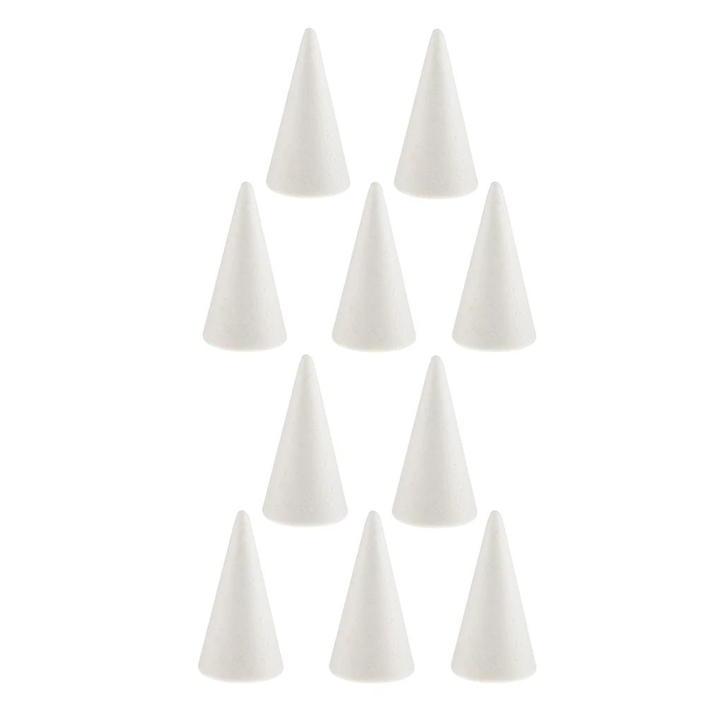 10pcs 10cm Cone Shape Styrofoam Doll Ornaments For Party Decor DIY Kid Craft