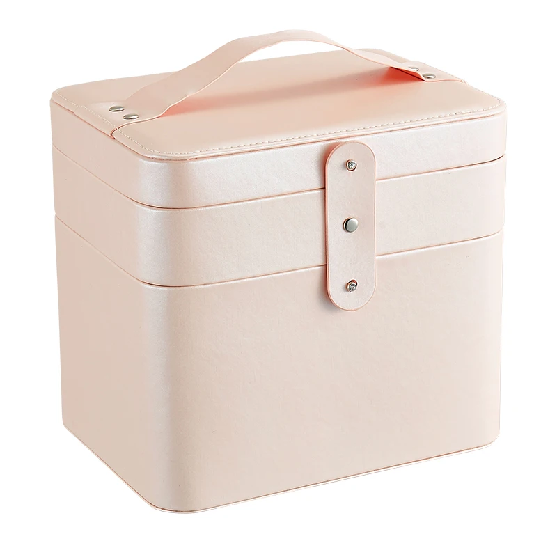 

Solid Storage Box For Girls Portable Travel Cosmetic Bag Make Up For Gift Organizer Women Makeup Box Large Capacity Organizador