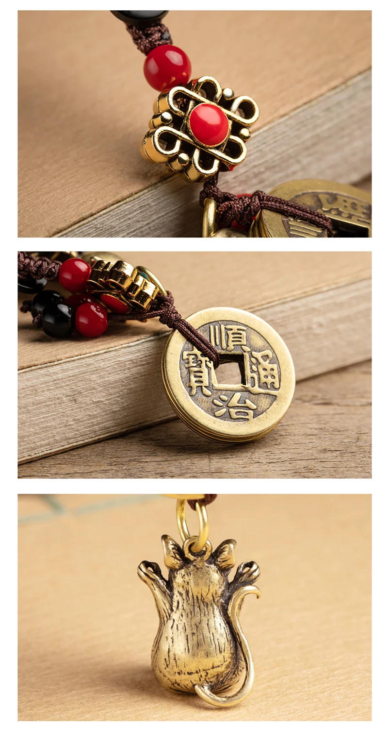 brass mouse keychain rope pendant (7)