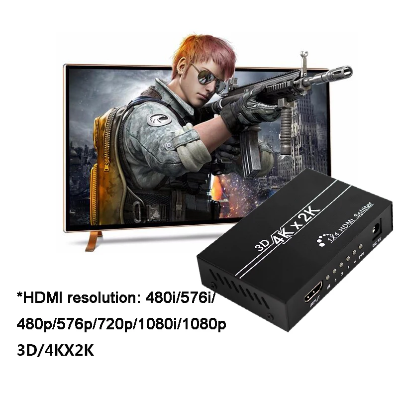 Wiistar HDMI сплиттер 1x4HDMI 1,4 конвертер 4k 1080P 1 в 4Out коммутатор Поддержка 1,4 в 3D для HDTV STB HDMI Сплиттер 4 порта