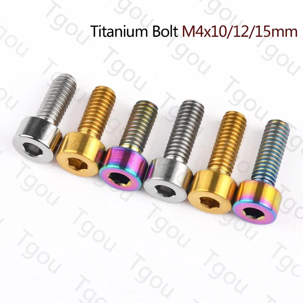 Tgou Titanium Bolt M4x10 12 15 20mm Allen Key Head Screws for Bicycle