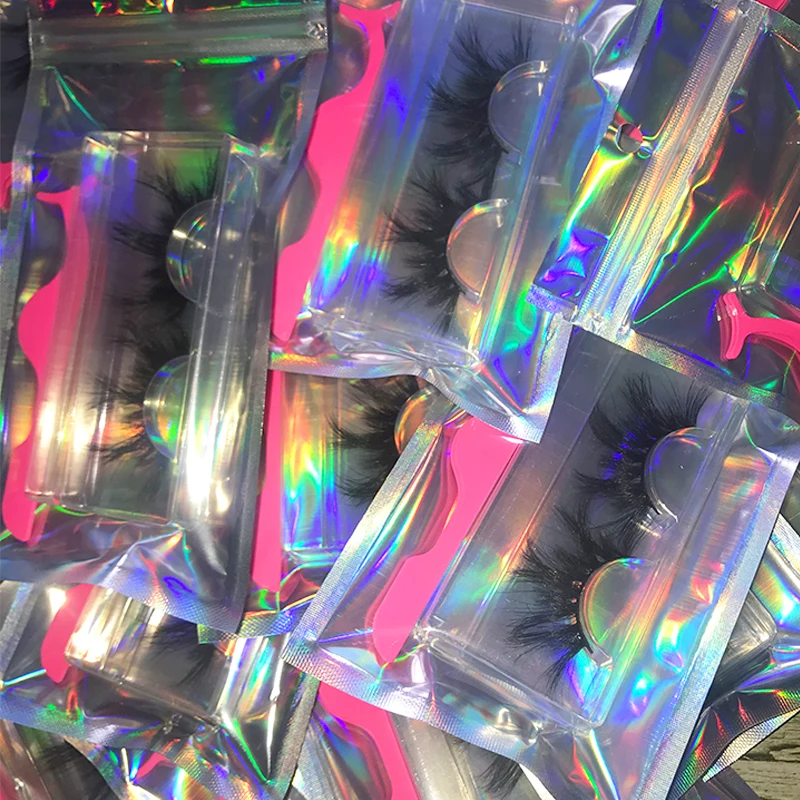 Rainsin-10 juegos de pestañas de visón 3d, juego de pestañas hechas a mano esponjosas de 25mm con aplicador rosa, caja de embalaje, pinzas a granel de 28mm