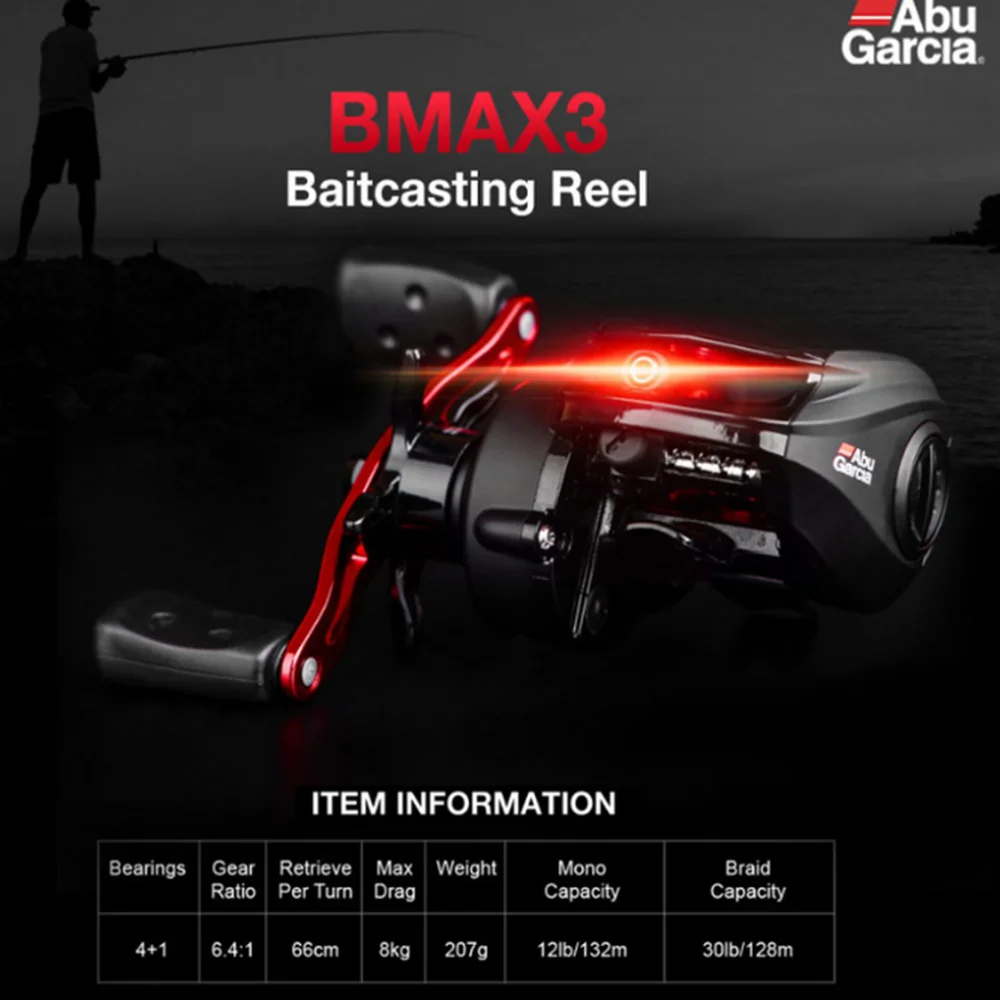 Abu Garcia Black Max Низкопрофильная катушка для Baitcast BMAX3 катушка для капель воды правая/левая алюминиевая катушка для рыбной ловли Максимальное сопротивление 8 кг