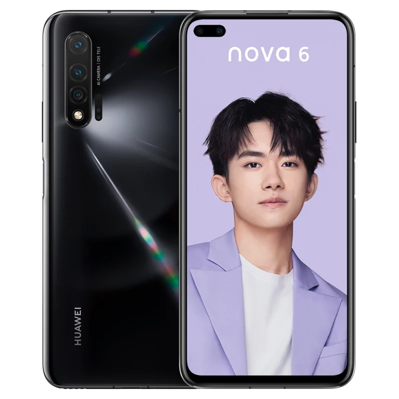 HuaWei Nova 6 4G LTE мобильный телефон Kirin 990 Android 10,0 6,5" ips 2400X1080 8 Гб ram 128B rom 40.0MP отпечаток пальца OTG - Цвет: 8gb 128gb black