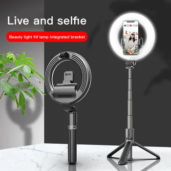 

Bluetooth Selfie Stick Portable 5 inch Compatible Ring Desktop Light with Tripod Stand Adjustable Bluetooth Remote Phone Holder