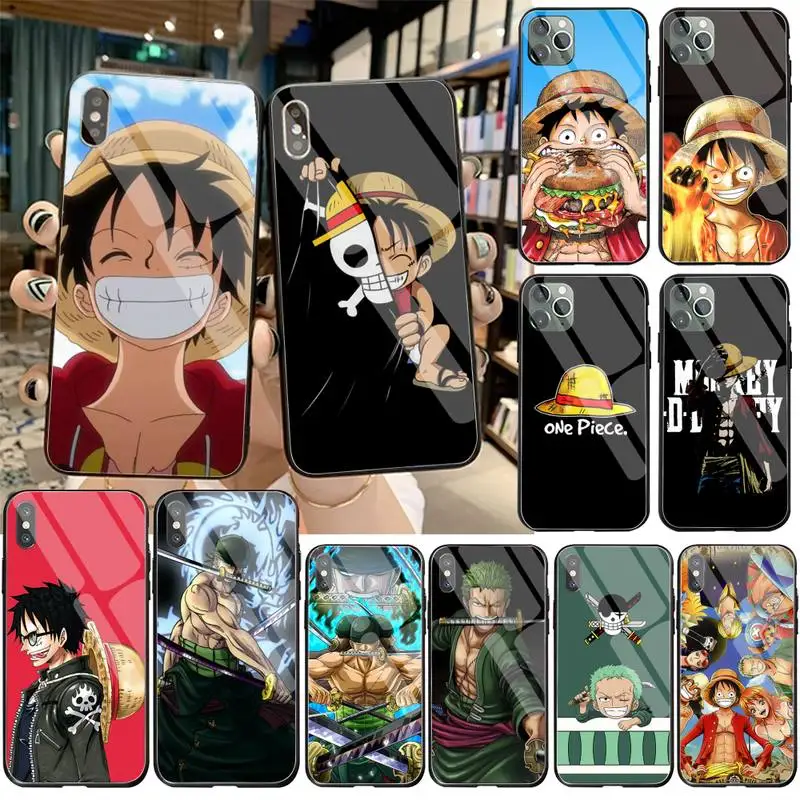 Цельный Ace Luffy Zorro мягкий черный чехол для телефона из закаленного стекла iPhone 11 Pro XR