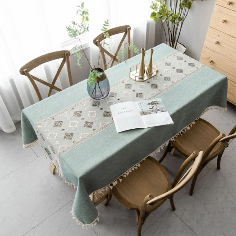 Japanese-Style Cotton Linen Rectangle TableclothChristmas Decoration Table Cloth Waterproof FabricDoilies for Kitchen Birthday