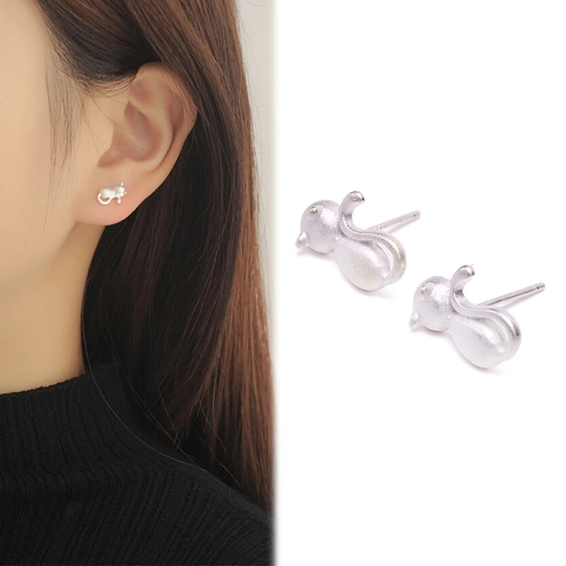 1Pair Animals Cat Stud Earrings For Women Gift Silver Color Jewelry Female Brincos Bijoux