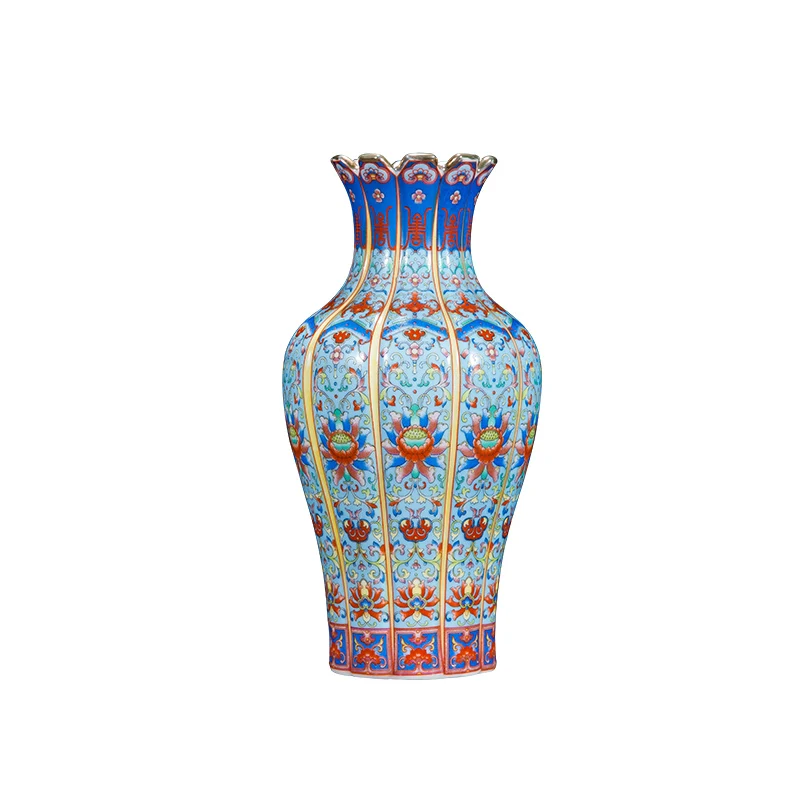 Ваза для цветов Yong Zheng in the Qing Dynastyenamel античный фарфор Золотой лотос | Дом и сад