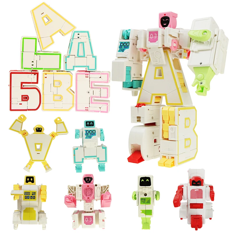 

6 Styles DIY Transform Robot Puzzle with Russian Alphabet Assembled Puzzle Toys Gift for Children Boys