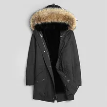 Пальто с натуральным мехом, зимняя куртка, Мужская парка с подкладкой из натурального кроличьего меха, Мужская парка с воротником из меха енота, теплые парки размера плюс JLK18DS6807 my1986