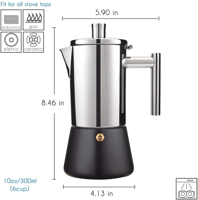 Stainless Steel Stovetop Espresso Maker Moka pot- Cuban Coffee maker  Italian Espresso maker for Induction gas or electric stoves - AliExpress