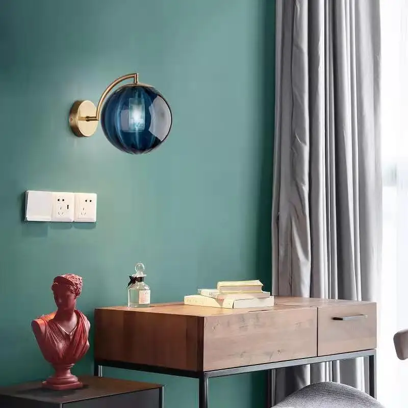 

Post-Modern Simple Glass Wall Lamps Nordic Creative Living Room Home Decor Wall Light Bedroom Bedside Bathroom Led Wall Saconces